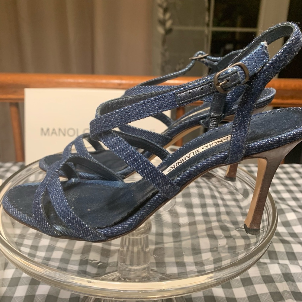 Manolo Blahnik Bayan Jeans Blue sz 37 - Picture 4 of 5